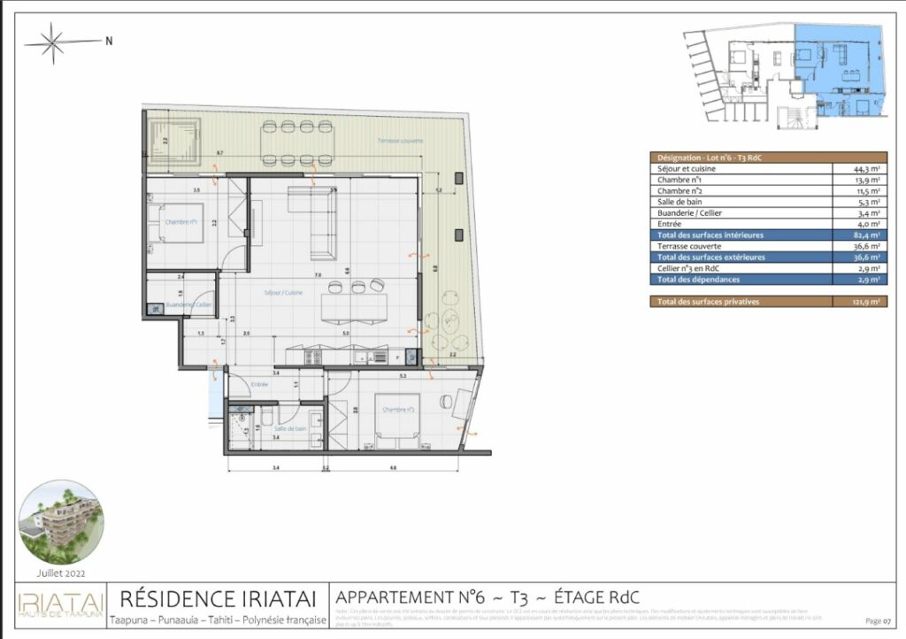 Vente Appartement F3 à Punaauia