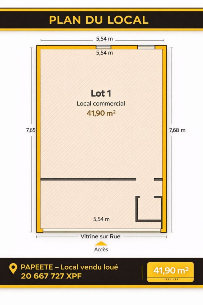 Vente Immobilier d'entreprise (Local commercial) à Papeete